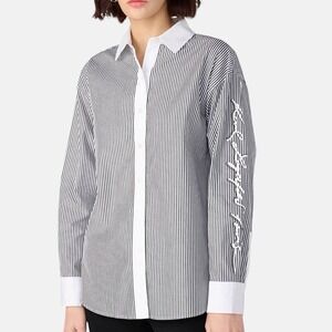 Karl Lagerfeld Paris Limited EditionStriped Button Down Shirt Signature Sleeve L